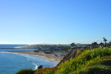 Fototapeta na wymiar Corona del Mar view to Balboa Island California USA