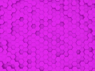 Bright abstract pink background from hexagons. 3d rendering illustration.