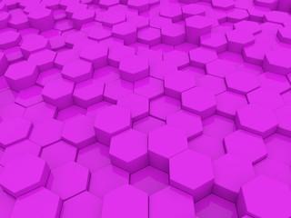 Bright abstract background of hexagons. 3d rendering illustration.