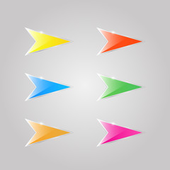 Fototapeta na wymiar Colored glass arrows on a gray background. Vector illustration .