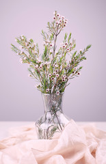 White flower bouquet in the vase
