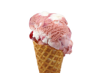 ice cream in cone  on white background