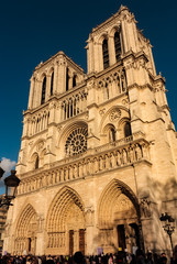 Fototapeta na wymiar Evening view of a medieval cathedral in Paris