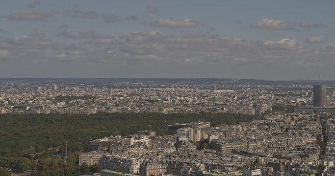 France Paris Aerial v15 Panoramic cityscape with 8th Arrondisement, Park, and suburbs view 8/18
