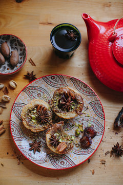 Lebanese sweets with tea