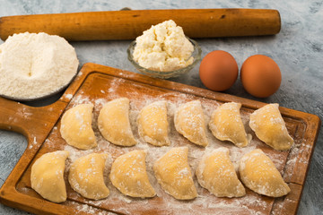 Dumplings stuffed with cottage cheese, made from flour and eggs.