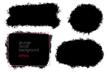 Vector set of hand drawn brush strokes, stains for backdrops. Monochrome design elements set. One color monochrome artistic hand drawn backgrounds.