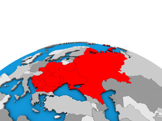 Eastern Europe on political 3D globe.