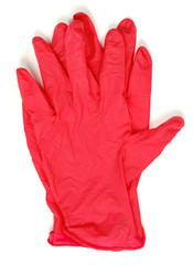 Red gloves on white background