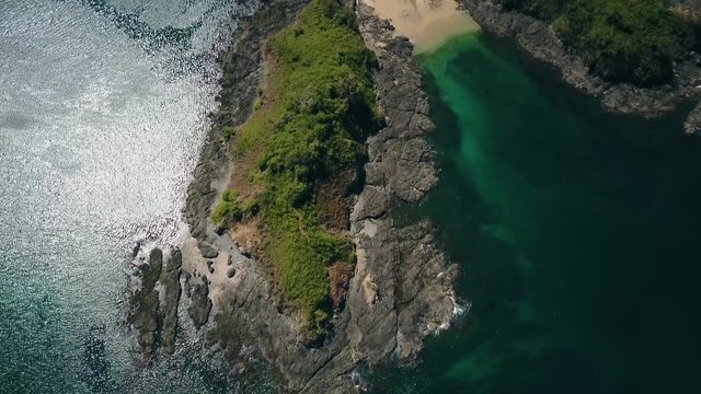 4k aerial drone footage.  Pristine island in the Pacific Ocean, Costa Rica