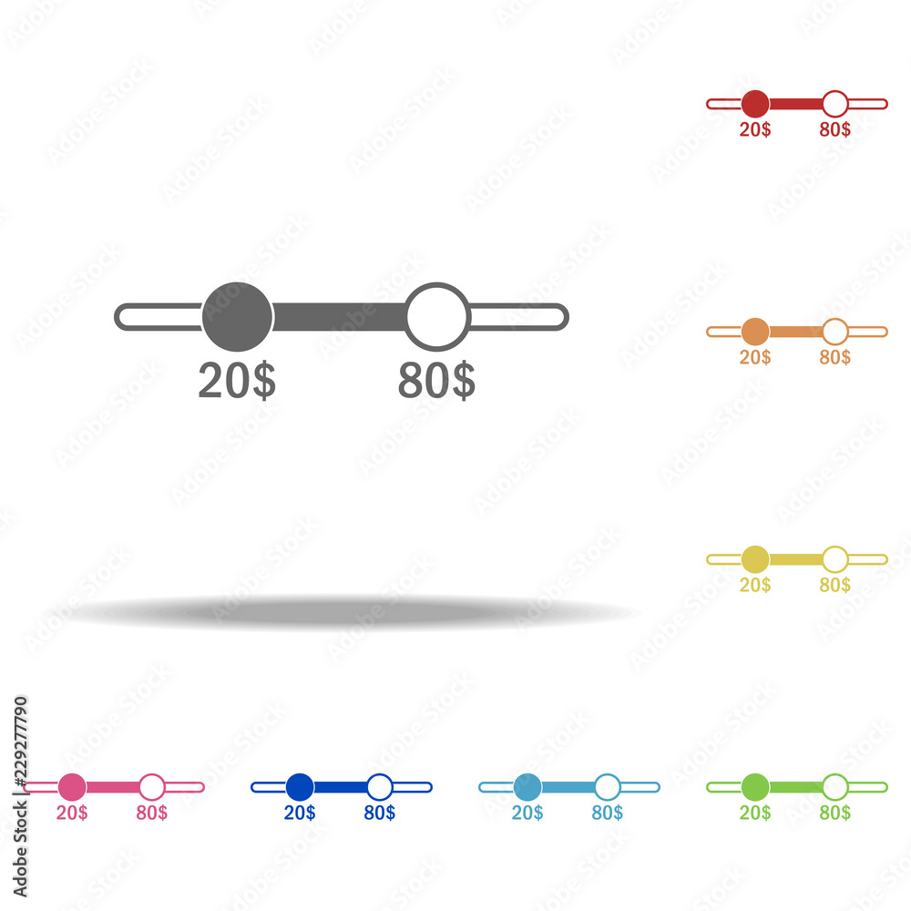 Poster loading bar by money icon. elements of loader in multi color style icons. simple icon for websites, 