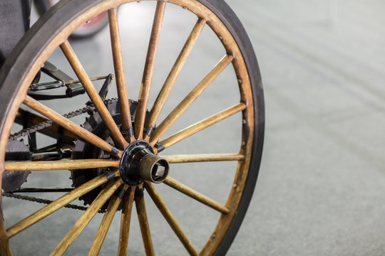 Old wheel isolated.Vintage Car Wheels - Classic Vehicles.