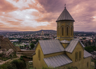 Fototapeta na wymiar Tbilisi Narikala Church Upper View