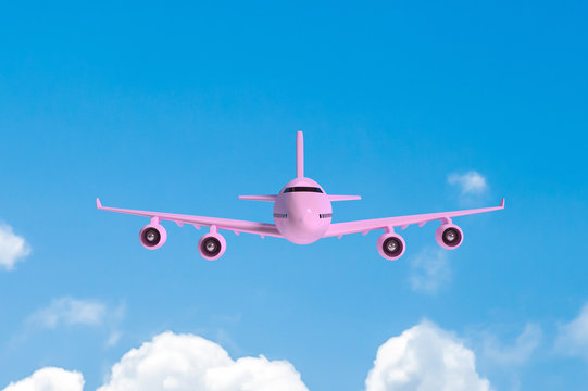 Airplane flying mock-up pink color