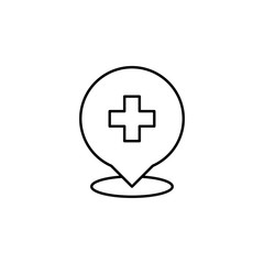 pin hospital icon. Element of medicine for mobile concept and web apps icon. Thin line icon for website design and development, app development. Premium icon