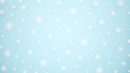 Naklejka na ściany i meble Snowflake on bright blue background. Artwork for christmas or winter season. 3D Illustration
