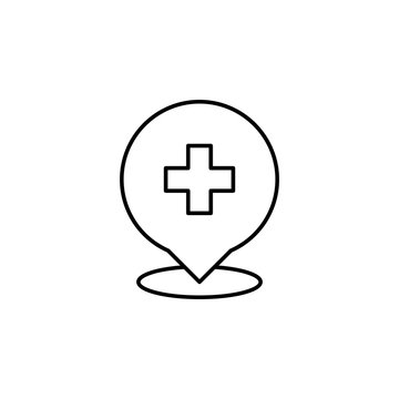 pin hospital icon. Element of medicine for mobile concept and web apps icon. Thin line icon for website design and development, app development. Premium icon