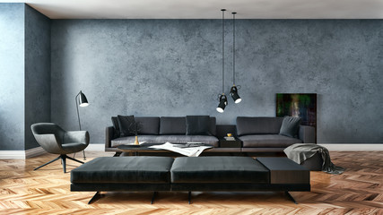 large luxury modern bright interiors Living room illustration 3D rendering computer digitally generated image