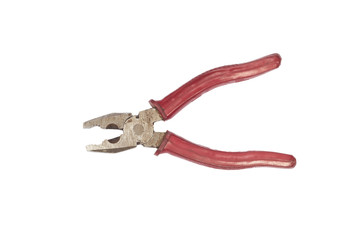 Old pliers on isolated white background.
