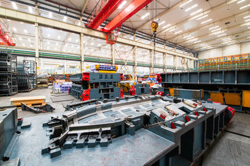 Modern car factory, mold and equipment storage warehouse.