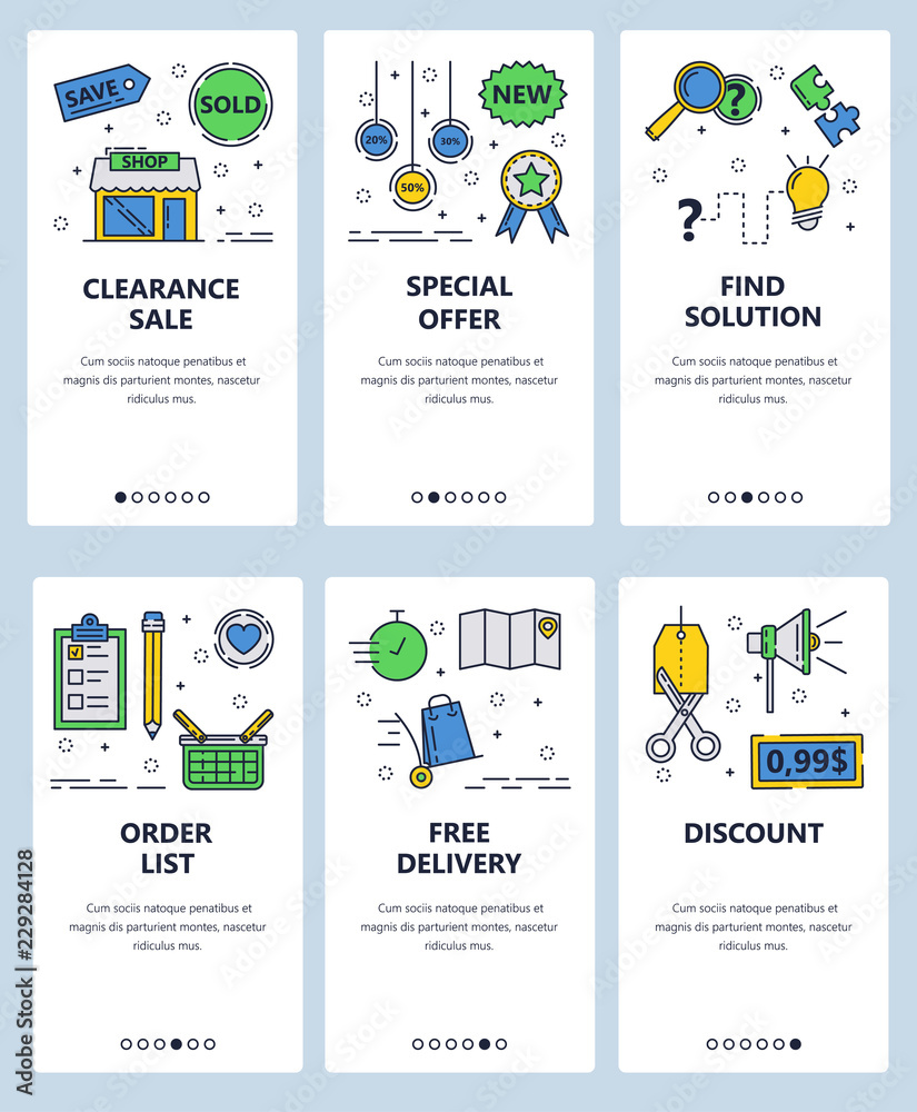 Poster vector line art web and mobile app template set