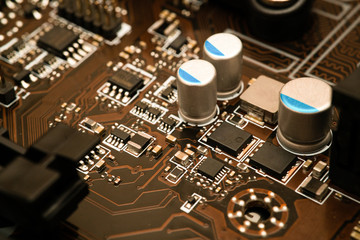 Fototapeta na wymiar computer digital chip with motherboard