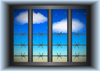 window behind bars