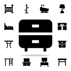 nightstand glyph icon. Furniture icons universal set for web and mobile