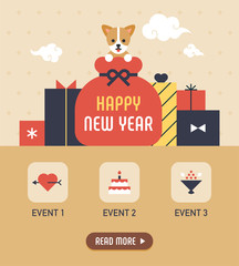 happy new year gift event web template. flat design style vector graphic illustration.