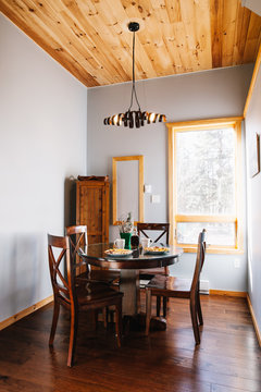 Peaceful Morning Breakfast in a Quiet Chalet Dining Room