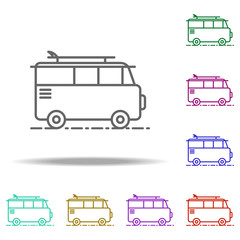 Fototapeta na wymiar tourist van dusk icon. Elements of Summer holiday & Travel in multi color style icons. Simple icon for websites, web design, mobile app, info graphics
