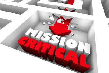 Mission Critical Important Goal Reached Achieved Maze 3d Illustration - obrazy, fototapety, plakaty
