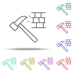 a hammer outline icon. Elements of Construction in multi color style icons. Simple icon for websites, web design, mobile app, info graphics