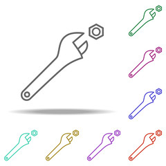 adjustable wrench outline icon. Elements of Construction in multi color style icons. Simple icon for websites, web design, mobile app, info graphics