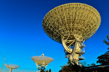 The observatory in the evening,The silhouette of a radio telesco