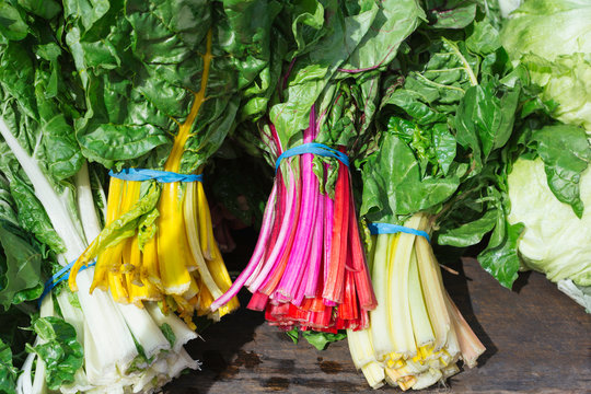 Fresh Rainbow Swiss Chard At Market