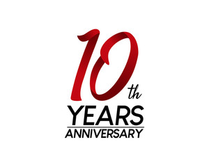 10 anniversary logo vector red ribbon