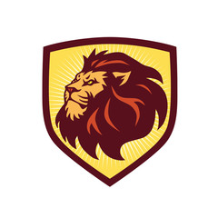 Lion Head Logo Shield Template Vector Illustration