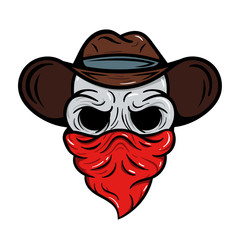 skull cowboy hat logo mascot