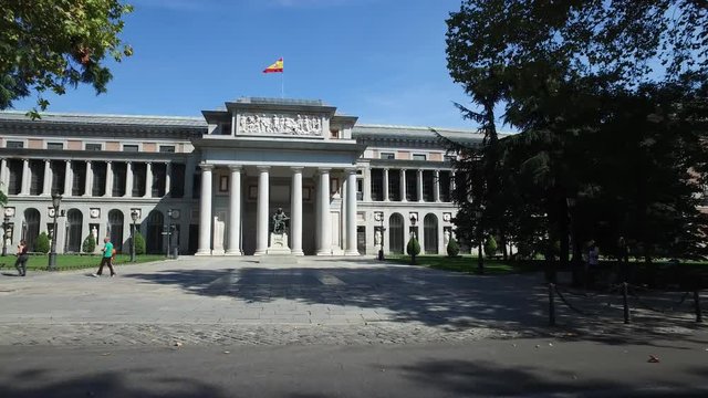 4k footage of the famous Prado Museum of Madrid, Spain