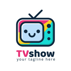 television channel media play logo colorful cute mascot logo