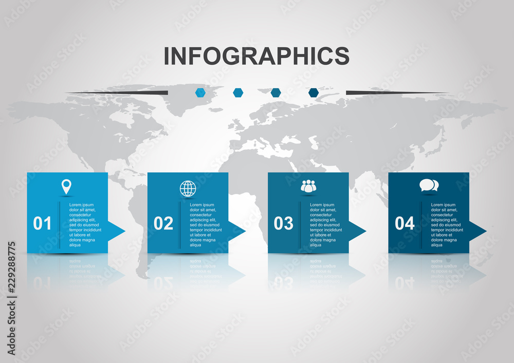 Wall mural infographic design template banners with reflect