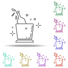 bottle of champagne inbucket dusk icon. Elements of Birthday in multi color style icons. Simple icon for websites, web design, mobile app, info graphics