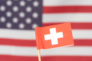 Flagge von Schweiz und USA