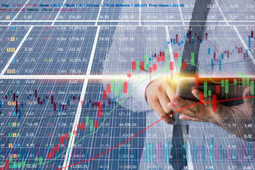Businessmen calculate investment Marketing of energy,solar cell.