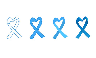 set of heart blue ribbon multiple style