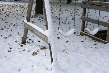 swingset in the snow