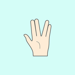 hand sign two fingers spread apart colored outline icon. One of the collection icons for websites, web design, mobile app