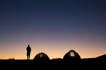 Fototapeta na wymiar Desert Camping At Dawn