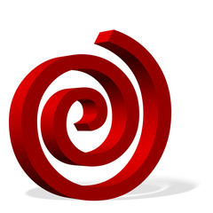 Rote Spirale vor weißem Hintergrund